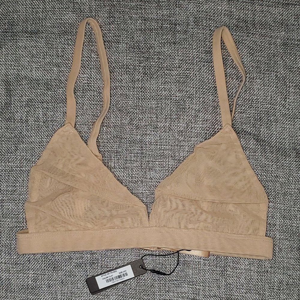 NWT SKIMS XXS Ultra Fine Mesh Triangle Bralette CLAY